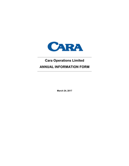 Cara Operations Limited ANNUAL INFORMATION FORM