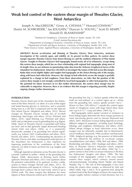 Weak Bed Control of the Eastern Shear Margin of Thwaites Glacier, West Antarctica