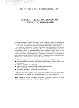 The Routledge Handbook of Hellenistic Philosophy