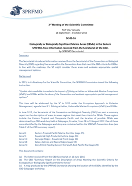 SC-03-16 Ecologically Or Biologically Significant Marine Areas (Ebsas) in the Eastern