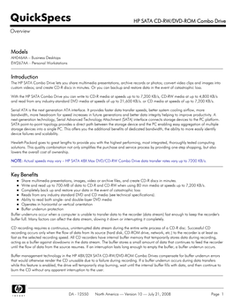 HP SATA CD-RW/DVD-ROM Combo Drive Overview