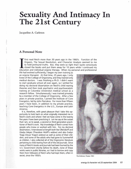 Sexuality and Intimacy in the 21St Century