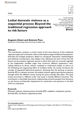 Lethal Domestic Violence As a Sequential Process: Beyond the Traditional Regression Approach to Risk Factors