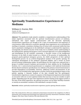 Spiritually Transformative Experiences of Mediums