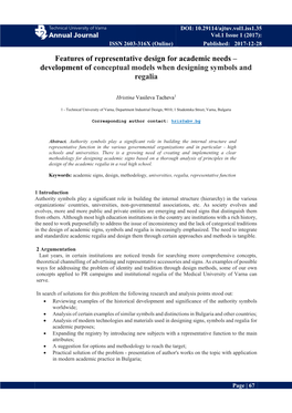 Features of Representative Design for Academic Needs – Development of Conceptual Models When Designing Symbols and Regalia