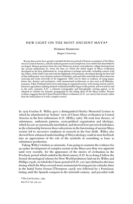 New Light on the Most Ancient Maya*