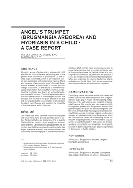 Angel's Trumpet (Brugmansia Arborea) and Mydriasis in a Child