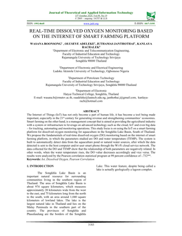 Real-Time Dissolved Oxygen Monitoring Based on the Internet of Smart Farming Platform