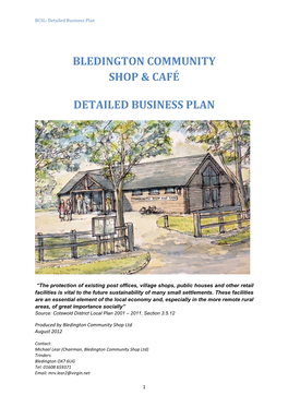 Bledington Community Shop & Café Detailed Business Plan