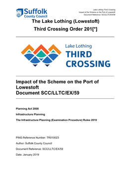 Impact of the Scheme on the Port of Lowestoft Document SCC/LLTC/EX/59 ______