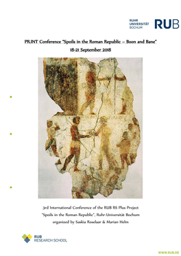 PR.INT Conference “Spoils in the Roman Republic – Boon and Bane” 18-21 September 2018