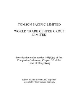 WTCG / Tomson Pacific Report