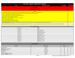 Star Wars: Legends - Digital Stories Checklist Name Issue/ Date/ Source Timeline+ Own Read - Version 8.0 - December 1St, 2018