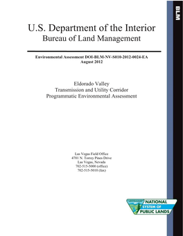 U.S. Department of the Interior Bureau of Land Management