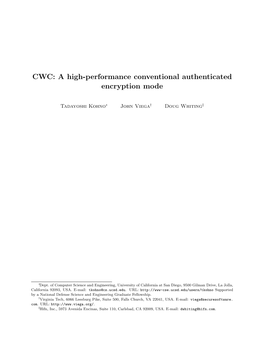 CWC: a High-Performance Conventional Authenticated Encryption Mode