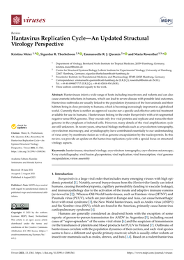 Hantavirus Replication Cycle—An Updated Structural Virology Perspective