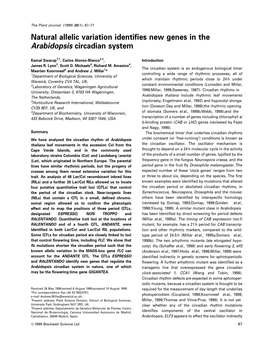 Natural Allelic Variation Identifies New Genes in the Arabidopsis Circadian