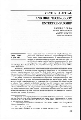 Venture Capital and High Technology Entrepreneurship