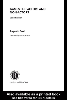 Games for Actors and Non-Actors by Augusto Boal