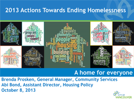 2013 Actions Toward Ending Homelessness