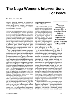 The Naga Women's Interventions for Peace