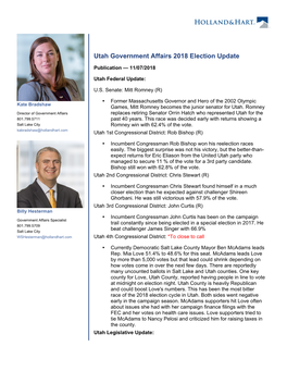 Utah Government Affairs 2018 Election Update