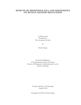 Effects of Repetitive Dna and Epigenetics on Human Genome Regulation