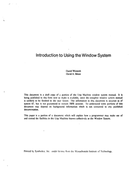 Introduction to Using the Window System