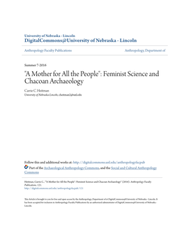 Feminist Science and Chacoan Archaeology Carrie C