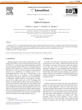 Alpha-Oxidation ⁎ Gerbert A