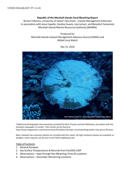 Republic of the Marshall Islands Coral Bleaching Report by Karl Fellenius