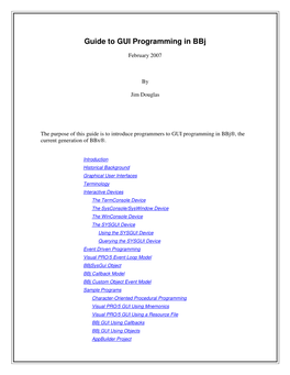 Guide to GUI Programming in Bbj