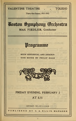 Boston Symphony Orchestra Concert Programs, Season 31,1911-1912, Trip