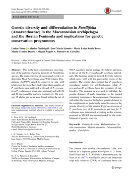 Genetic Diversity and Differentiation in Patellifolia (Amaranthaceae) in The