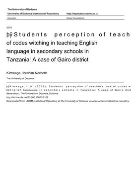 Þÿstudents Perceptionofteachers Use of Codes