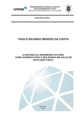 Paulo Ricardo Mendes Da Costa a História Do Arremesso Do Peso