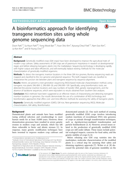 A Bioinformatics Approach for Identifying Transgene Insertion Sites