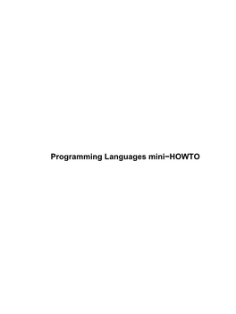 Programming Languages Mini-HOWTO