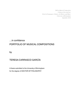 PORTFOLIO of MUSICAL COMPOSITIONS� � by � � TERESA CARRASCO GARCÍA! 