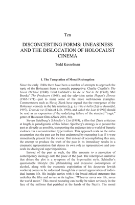 Disconcerting Forms: Uneasiness and the Dislocation of Holocaust Cinema