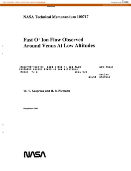 Fast 0' Ion Flow Observed Around Venus at Low Altitudes