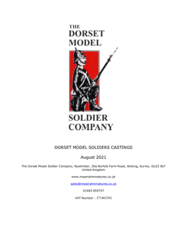 DORSET MODEL SOLDIERS CASTINGS May 2021