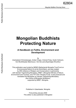 Mongolian Buddhists Protecting Nature Public Disclosure Authorized