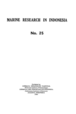 MARINE RESEARCH in INDONESIA No. 25