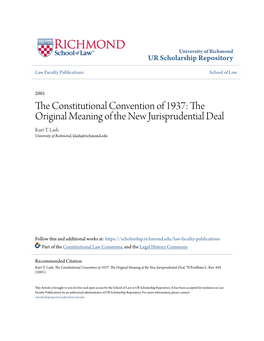 The Constitutional Convention of 1937: the Original Meaning of the New Jurisprudential Deal, 70 Fordham L