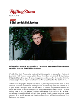 Disparition De Nick Tosches