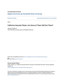 California Vascular Plants: Are Some of Them Still out There?