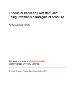 Encounter Between Protestant and Telugu Woman's Paradigms of Scripture