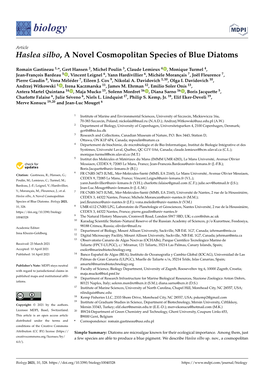 Haslea Silbo, a Novel Cosmopolitan Species of Blue Diatoms