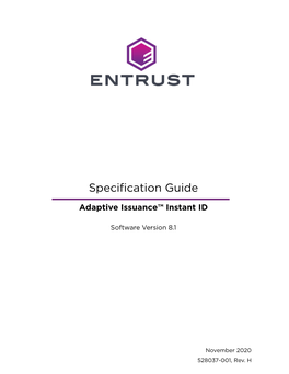 Entrust Adaptive Issuance Instant ID Software Specification Guide